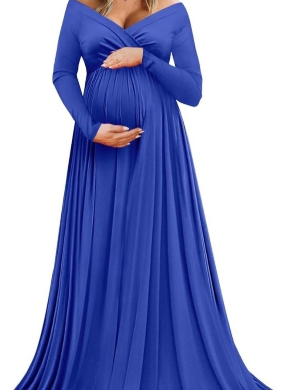 Off-Shoulder Maternity Gown in Royal Blue